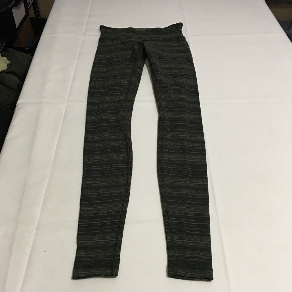 Lululemon Leggings Womens Size 4 Green Striped Athletic